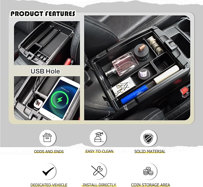 HGWEI Center Console Organizer Tray Compatible with Nissan Rogue 2014-2020 / Rogue Sport 2017-2022 / Murano 2015-2024 Interior Accessories Insert Armrest Storage Glove Box, Black