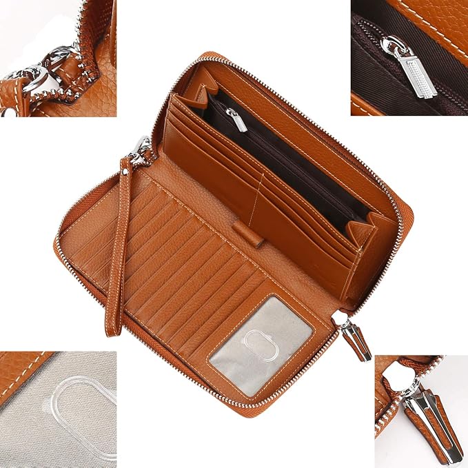 Lavemi Small Compact Women Wallet RFID Blocking Genuine Leather Bifold Purse with ID Windows