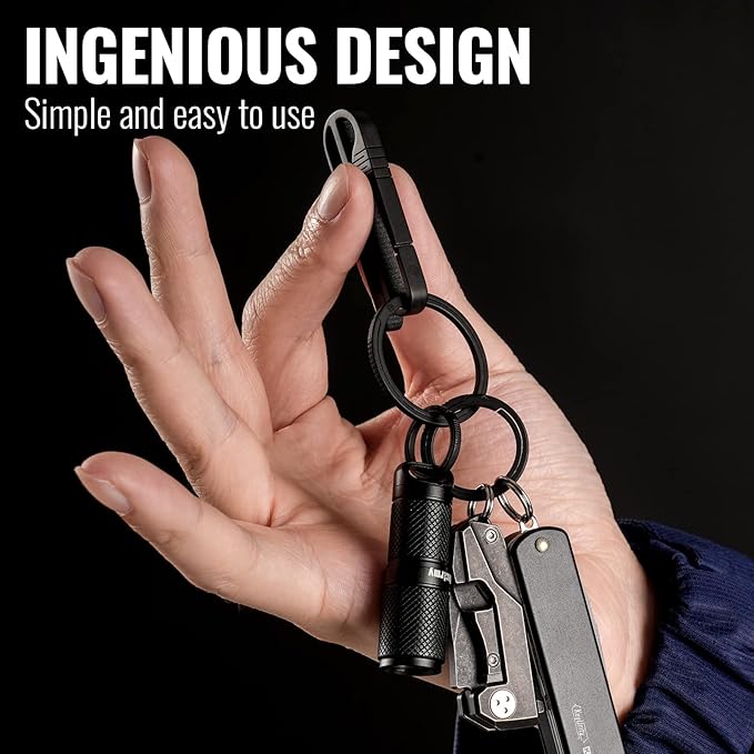 KeyUnity KM03 Titanium Keychain Clip Belt Loop Key Holder with Removable Key Ring for Duty Belt
