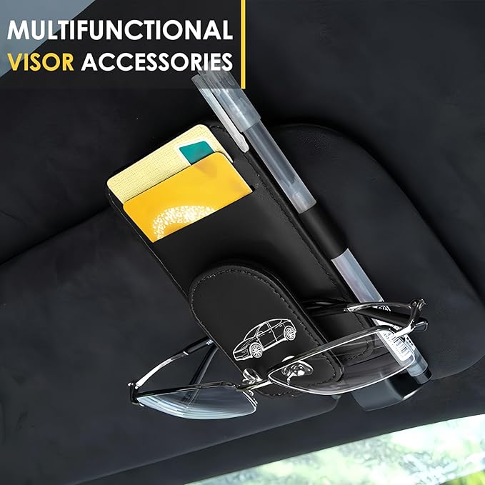 Model Y Sunglass Holder Clip Compatible with Tesla Model Y Juniper Interior Accessories Organizer Eyeglass Hanger Visor Ticket Card Decor Sunglasses Holders Part De Decorations (Black)