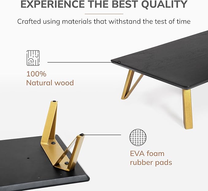 Anji Mountain Monitor Stand - Desktop Organizer & Laptop Riser, Ergonomic Monitor Riser, Space-Saving Monitor Stand for Desk, Durable Construction, Easy Assembly, Ideal for Home & Office,Black