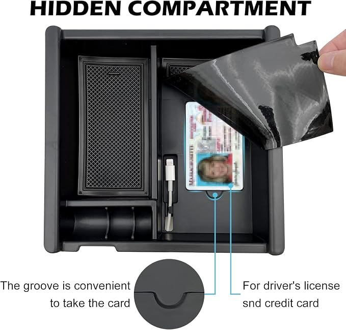 Compatible with Toyota Tacoma Accessories Center Console Tray Organizer Armrest Box Secondary Storage Fits for Tacoma 2023 2022 2021 2020 2019 2018 2017 2016 (Black)