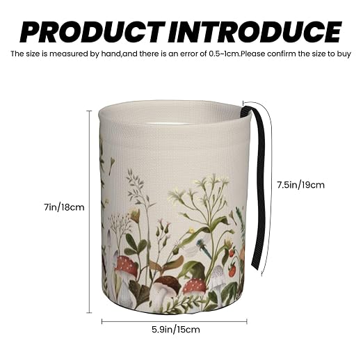 Small Car Trash Can, Mushroom Plants Design Hanging Foldable Car Trash Bag, Waterproof Leakproof Garbage Bin, Car Interior Organizer Accessories