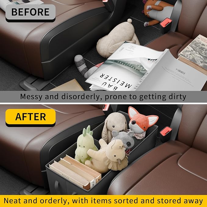 Seat Aisle Storage Box Compatible with 2021-2026 Kia Sorento Rear Console Organizer Foldable Backseat 2nd Row Kids Toys Travel Storage Bin for 2025 Sorento 6 Seats Accessories