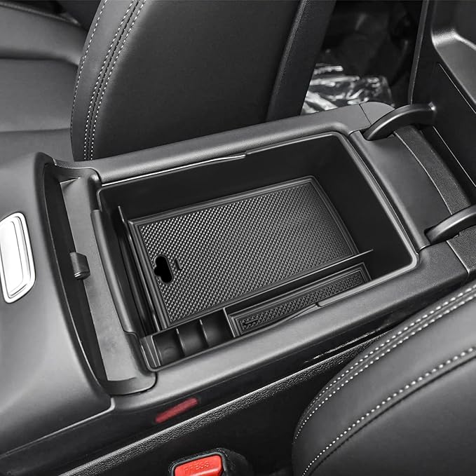 EDBETOS Center Console Organizer Tray Compatible with Hyundai Santa Fe TM 2021 2022 2023 Accessories and Santa Fe SEL 2022 2023 Interior Secondary Armrest Storage Box ABS Insert Tray, Black Trim