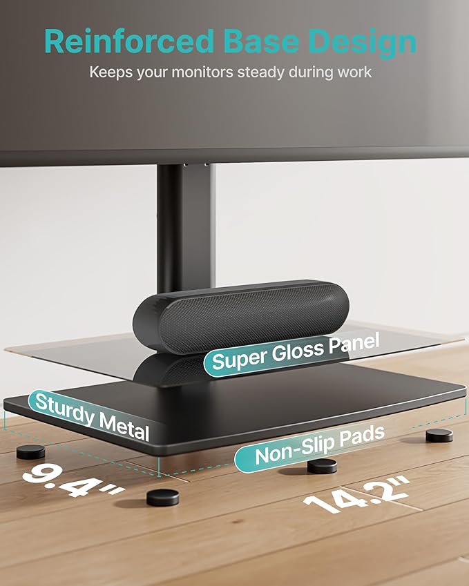 Pegzone Vertical Dual Monitor Stand for 17??4 Inch Screens, Stacked Monitor Mount, Holds up to 33 lbs per Arm, Tabletop Screens Riser with Full Motion, 33.3" Pole 12 Height Settings, 75/100 VESA