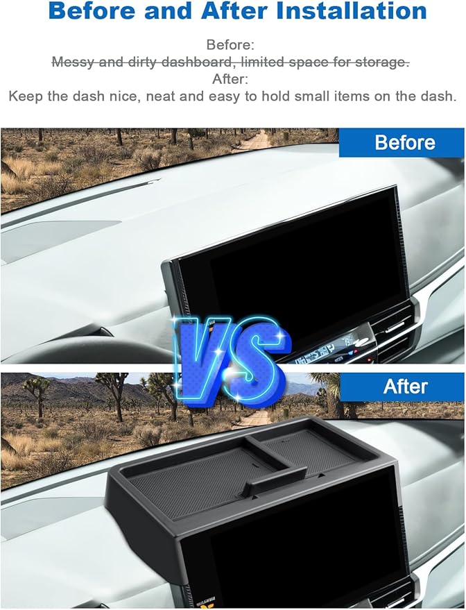 CDEFG Upgraded for 2025 2026 Toyota Sienna Dashboard Storage Box Behind-Screen Organizer for Toyota Sienna 2025 2026 Accessories for 12.3-Inch Touchscreen Dash Tray(Not for LE Trim 8-Inch)