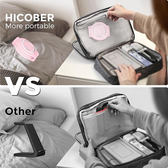 Hicober 3 in 1 Wireless Charging Station for Apple Watch and iPhone Air 17 16 15 14 13 12 Pro Max/Plus, Magnetic Foldable Wireless Travel Charger Station Stand for Airpods iWatch All Series Pink
