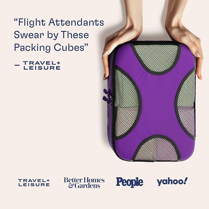 Shacke Packing Cubes for Travel 5 Set - Premium Luggage Organizer Bags - Versatile Travel Organizer for Women and Men - Optimized Packing Bags - Travel Essentials (Orchid Purple)