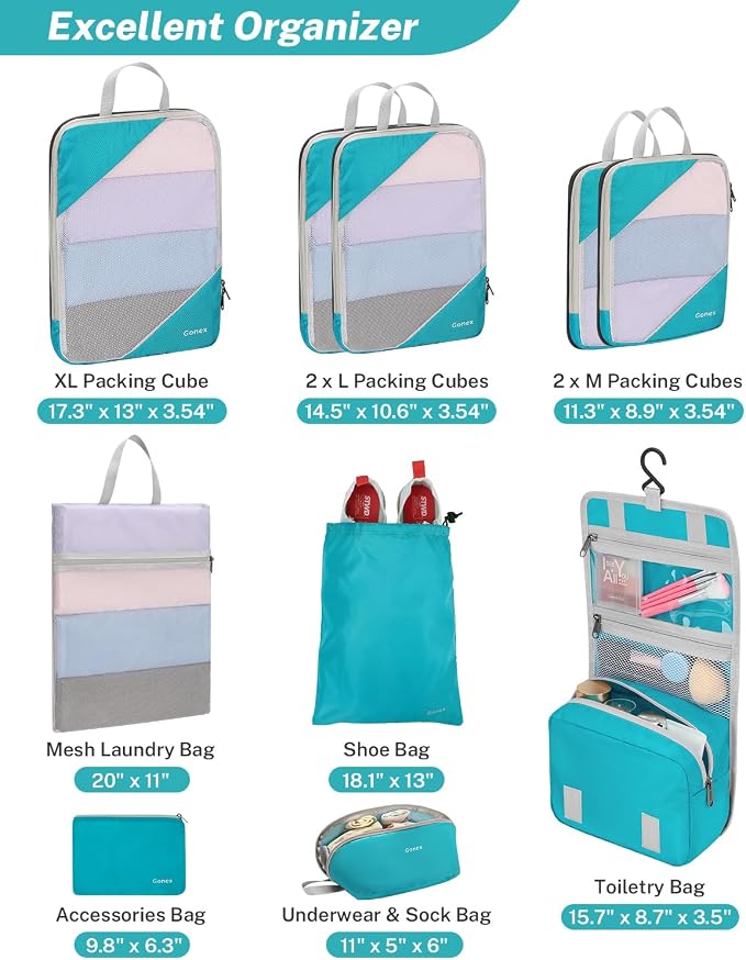 Compression Packing Cubes, Gonex Extensible Storage Mesh Bags Organizers