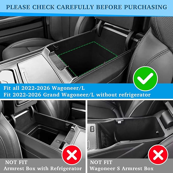 Center Console Organizer for 2022-2026 Jeep Wagoneer/L & Select Grand Wagoneer/L Accessories, Armrest Storage Box Insert Tray with Coin Slot (NOT For Wagoneer S)