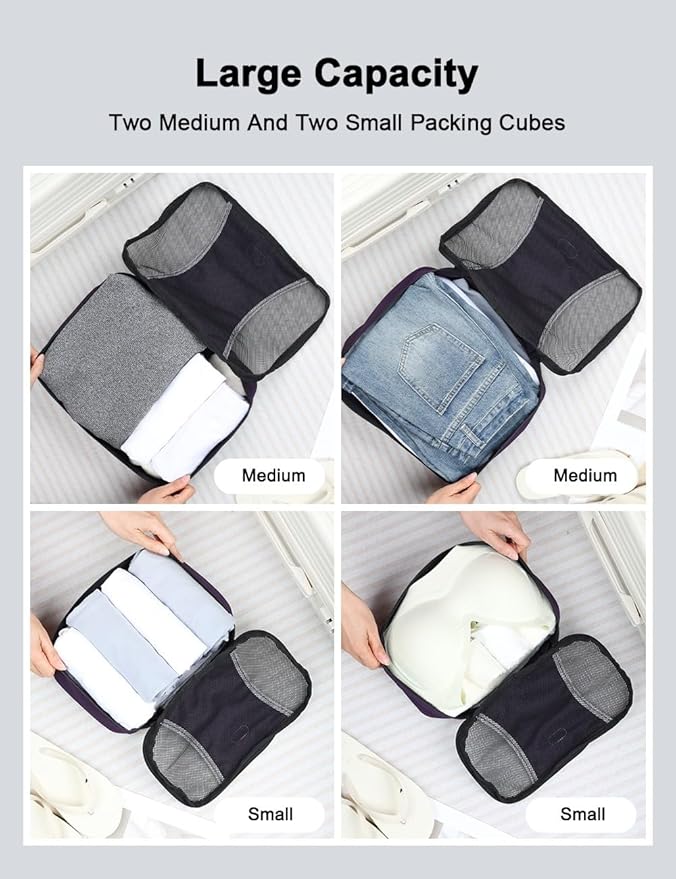 GOX Ultra Light 5 piece Packing Cubes Travel Luggage Organizer 1 Large 2 Medium 2 Small