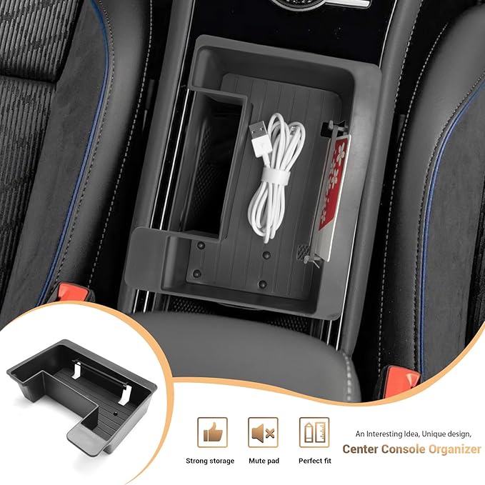 YEE PIN Console Organizer 2026 Tiguan Rline Black Center Console Organizer for 2025 2026 VW Center Console Tray Middle Console Storage Insert Tray Arm Rest Organizer for 2025 Tiguan Accessories