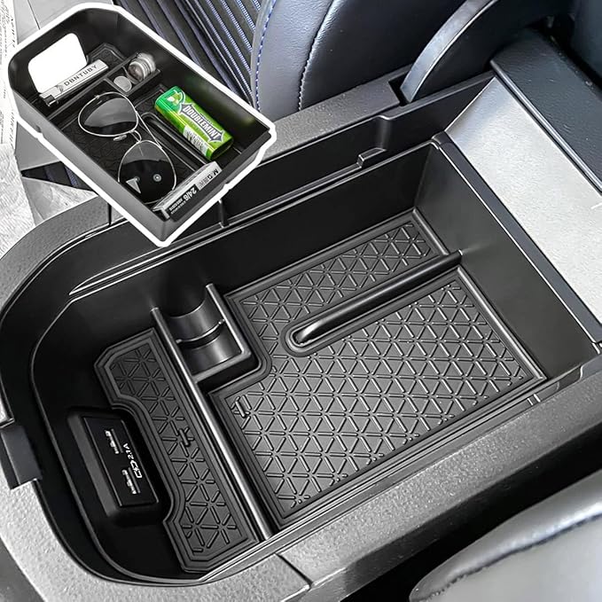 EDBETOS Center Console Organizer Tray Compatible with Toyota RAV4 2019 2020 2021 2022 2023 2024 2025 and 2021-2025 RAV4 Prime Accessories Armrest Secondary Storage Box (Black Trim)