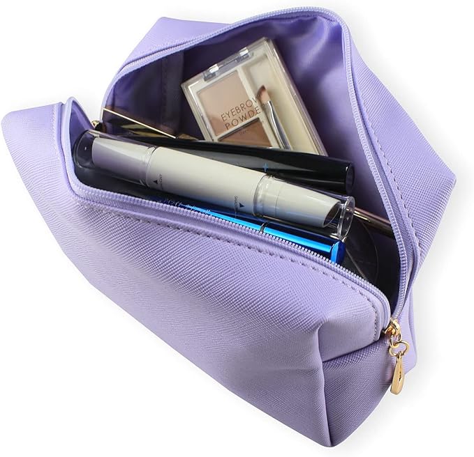 Small Makeup Bag Portable Cosmetic Bag for Women Makeup Pouch Waterproof Toiletry Bag for Travel (Bright purple, Normal)