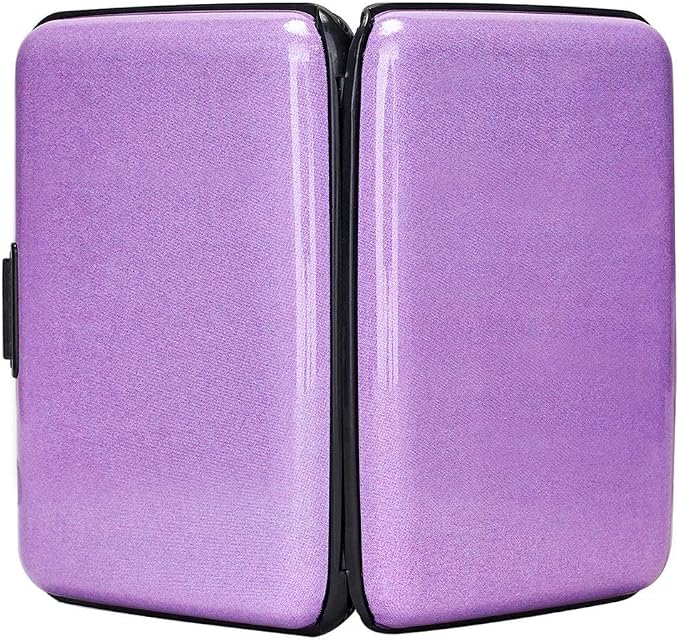 ELFISH RFID Blocking Credit Card Protector Aluminum ID Case Hard Shell Business Card Holders Metal Wallet for Men or Women (Purple)