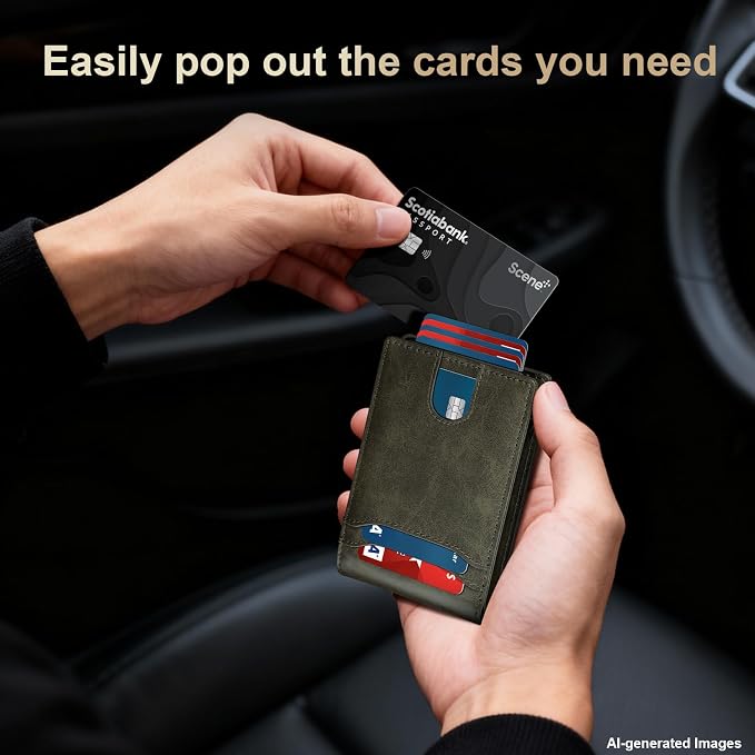 furid Card Wallet For Men Slim: Smart Rfid Minimalist Front Pocket Pop Up Wallet with ID Window - Stocking Stuffers Gifts Boxed for Husband Father at Birthday Anniversary