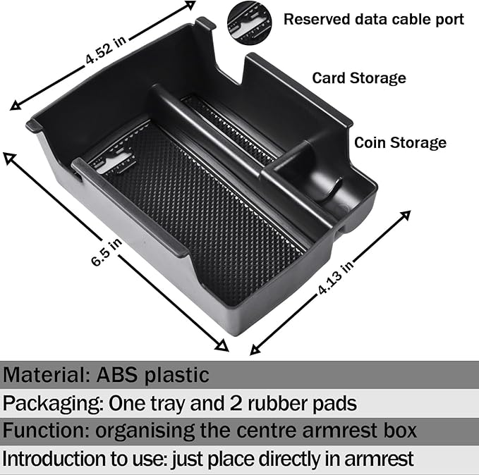 TACOBRO Center Console Organizer Tray Compatible with Jeep Compass 2022 2023 2024 2025 Accessories Insert Armrest Glove Box Secondary Storage Divider ABS Materials，Black