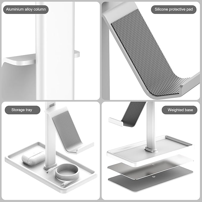 Controller Holder, Headphone Stand, Gaming Controller Stand for Xbox PS5 PS4 Switch, Headset Holder with Storage Organizer, Universal Desk Game Accessories (White)