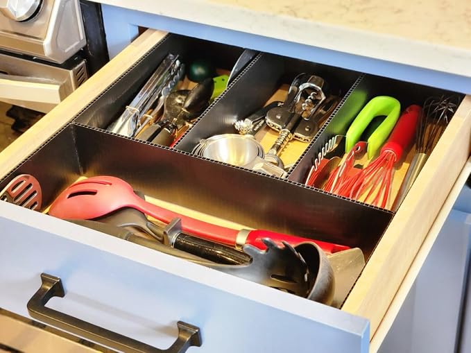 Customizable Grid Drawer Dividers, Cut to Fit Organizer | Custom drawer dividers that fit any drawer. DIY cut to fit design, adjustable organizer for kitchen, bathroom, desk, and more