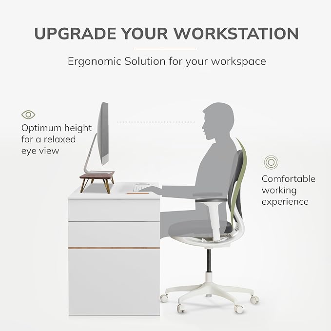 Anji Mountain Monitor Stand - Desktop Organizer & Laptop Riser, Ergonomic Monitor Riser, Space-Saving Monitor Stand for Desk, Durable Construction, Easy Assembly, Ideal for Home & Office,Walnut