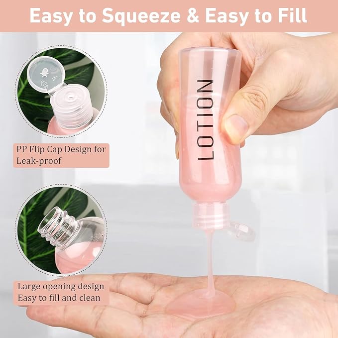 Travel Bottles for Toiletries 6 Pack 3.4oz TSA Approved Travel Size Containers Leak Proof Shampoo Bottles Squeezable Empty Plastic Toiletry Bottle Small Traveling Essentials(Clear)