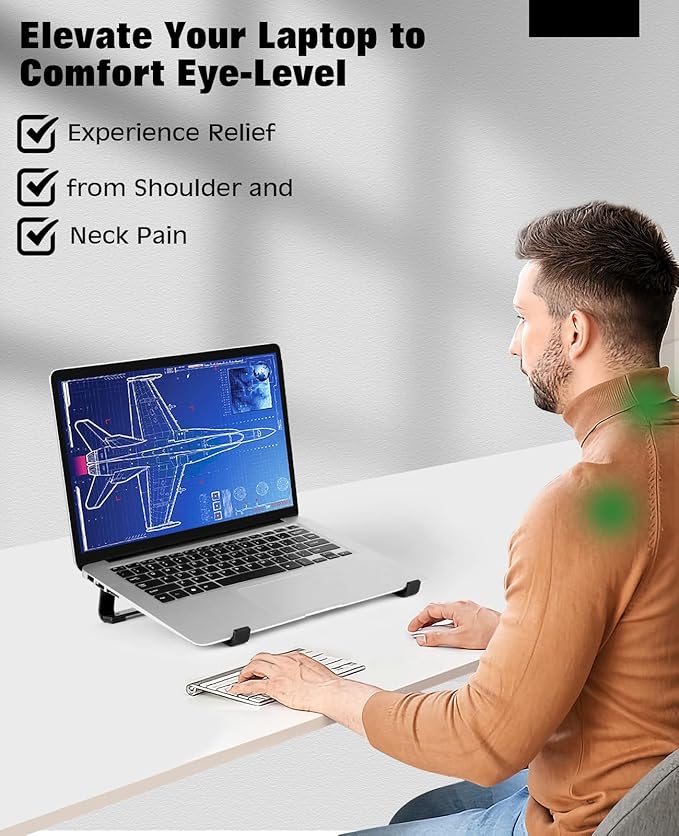 Thibault Laptop Stand for Desk - Aluminum Ergonomic Computer Stand，Laptop Riser, Cooling Laptop Holder, Compatible with MacBook Air Pro/Dell/HP/Lenovo/Alienware and 13-17 inches Laptops, Blue-Black