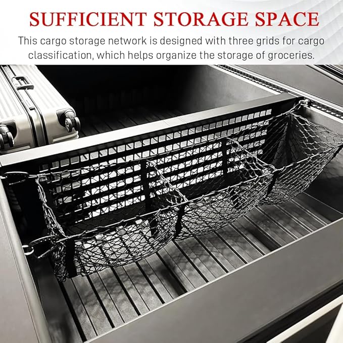 Cargo Net for Car, Truck Bed Organizer, Expandable 3 Pocket Trunk Bed Storage Organizer, Adjustable Elastic Heavy Duty Cargo Net Car Storage Accessories for Most SUV Pickup Truck (110CM)