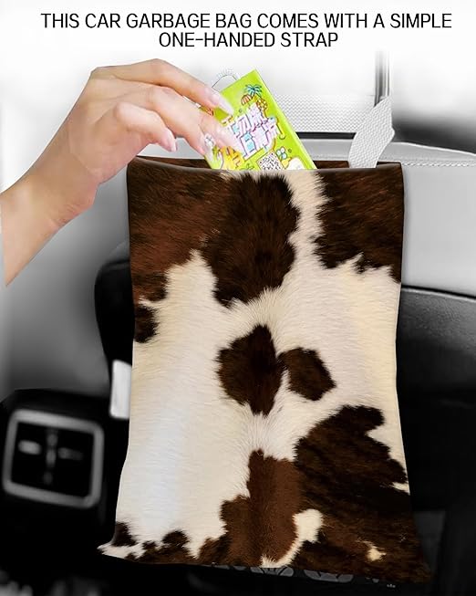 Car Garbage Can, Car Trash Bag, Car Garbage Bag, Hanging Car Trash Can for Car Accessories, Vehicle, Travelling, Camping, Cute Car Back Seat Organizer, Retro Brown Cowhide