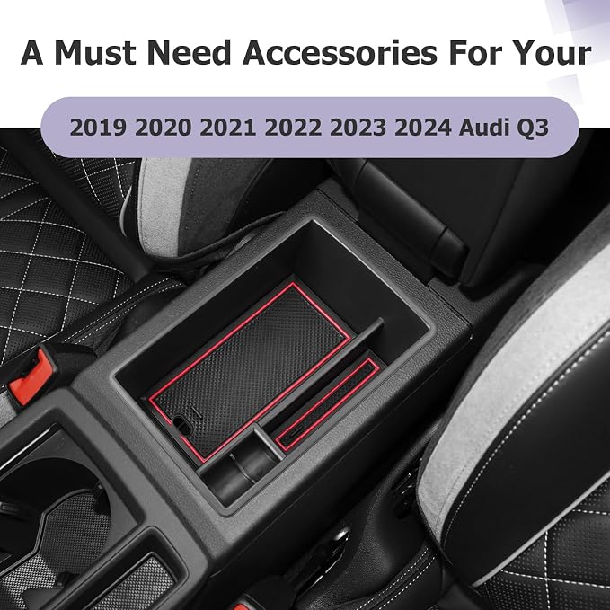 2019-2025 Auid Q3 F3 Center Console Organizer Armrest Storage Box Insert Tray Armrest Console Organizer 2024 2025 Auid Q3 Accessories (Red)