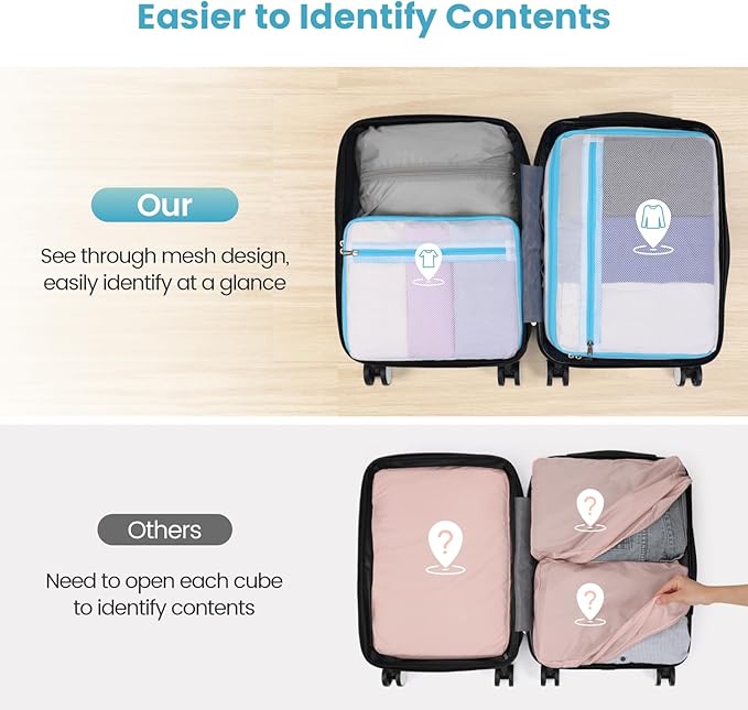 Cambond Mesh Packing Cubes for Travel Women - Lightweight Travel Bags Luggage Packing Organizer Travel Cubes for Suitcase with Handle