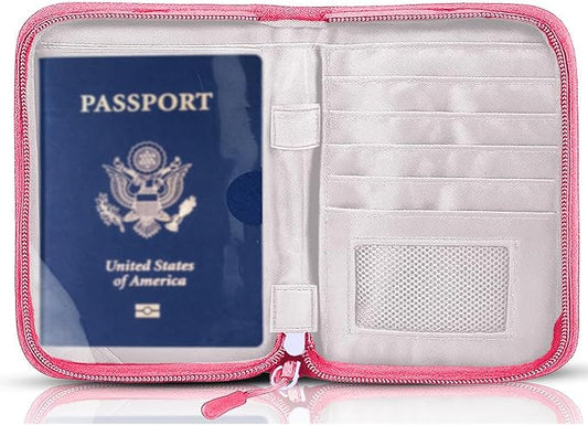 Passport Holder for Travel Essentials, RFID Blocking Protector Passport Wallets, Passport Document Organizer Case for Travel Must Have, Passport Book for Women, Couple, Family Cards, Tickets, ID, Cash