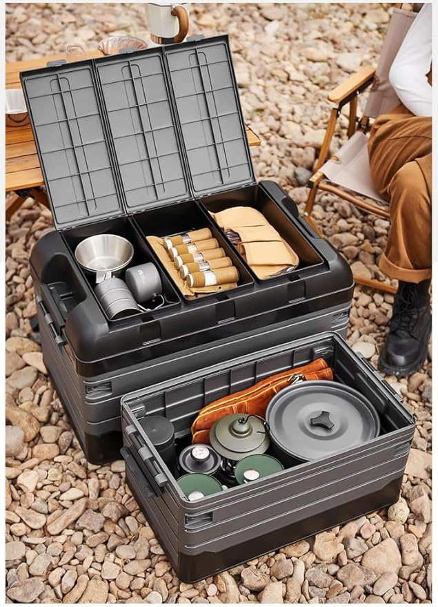 Plastic Foldable Trunk Organizer Waterproof Car Trunk Organizer with Lids Portable Collapsible Storage Bins Car Organizer and Storage SUV for Clothes Toy Books Snack and Grocery