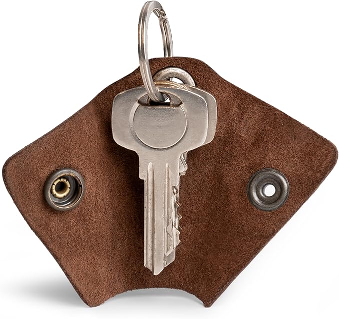 Hide & Drink Full Grain Leather Wrap Keychain, Organizer Snap Closure, Key Ring Cover, Silencer Sleeve Key Holder for Men