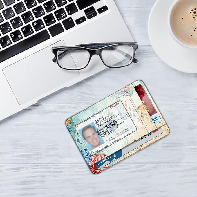 FINTIE Slim Minimalist Front Pocket Wallet, RFID Blocking Credit Card Holder Card Cases with ID Window for Men Women (Underwater World)