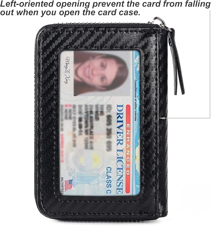 EcoVision Credit Card Holder RFID Card Case Wallet, Small Accordion Zipper Card Case Holder, Card Organizer Case for Women Men