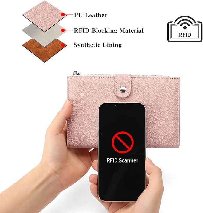 RNIEGA Passport Holder for Women Leather Passport Wallet for Travel RFID Blocking Passport Wallet Credit Card Holder with Zipper Pocket