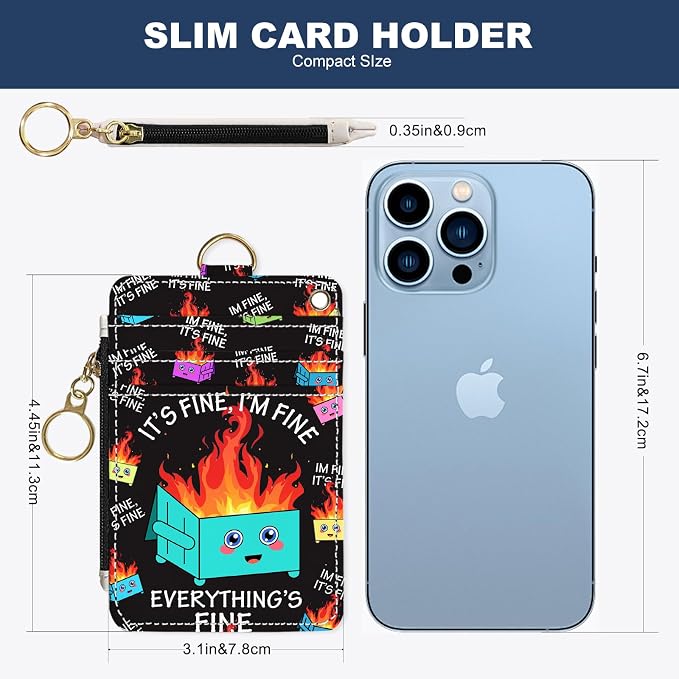 Slim Wallet Credit Card Holder, Small Stove, RFID Wallet Women Cute Small Front Pocket Wallet With Zipper, PU Leather Thin travel RFID Blocking Card Case ID Window,Ladies Gifts