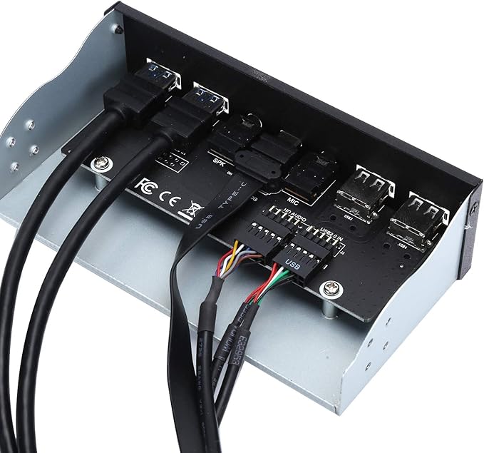Extra USB Front Panel, USB Hub with 2-Port USB 3.0/2-Port USB 2.0/Audio Output Microphone Input USB C Port, Optical Drive 5.25-inch Panel Computer Expansion Board for Desktop