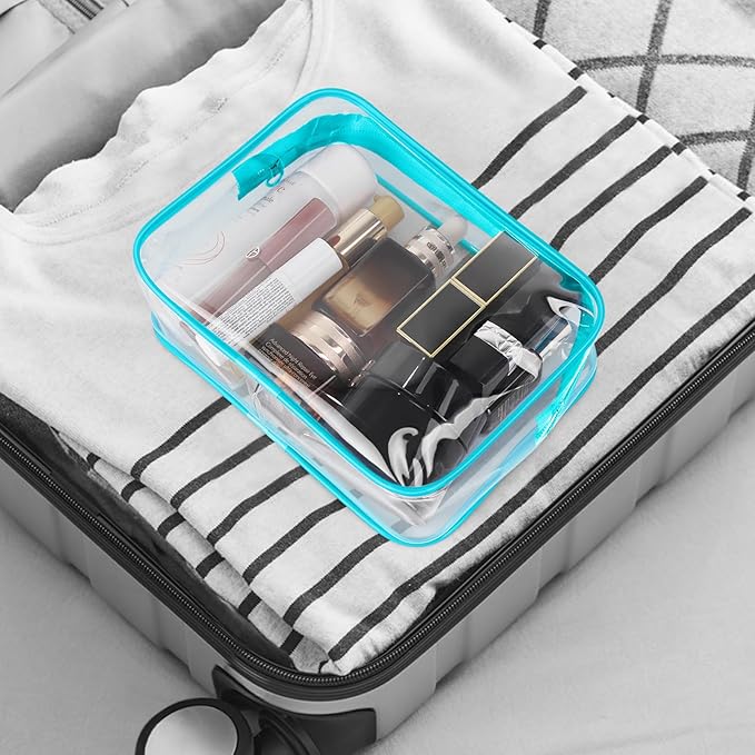 Wedama TSA Approved Toiletry Bag, Cosmetic Bags 2 Pack with Zipper Carry on Airline Airport Travel Accessories, PVC Makeup Bags for Travel, Quart Size Travel Bags for Men and Women-Mint Green