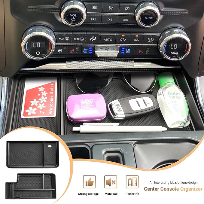[2-Pack] F150 Console Organizer Compartment Cover for 2021-2025 2026 Ford F150 & 2022-2024 Lightning XLT F150 Center Console Tray Middle Console Storage Hidden Tray for 2022 Ford F150 XLT Accessories