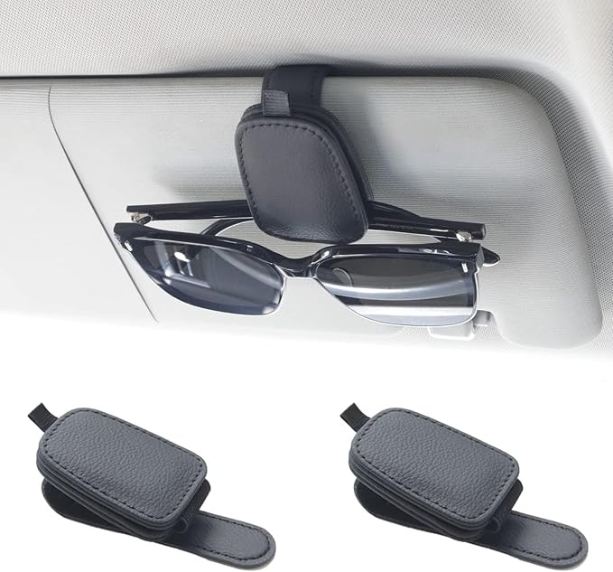AALFA Sunglasses Holders Universal Fit Leather Clips for Easy Access Magnetic Flap Elastic Cloth Premium Auto Accessories