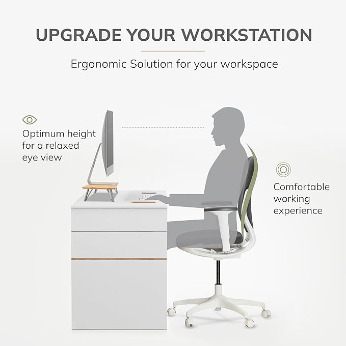 Anji Mountain Monitor Stand - Desktop Organizer & Laptop Riser, Ergonomic Monitor Riser, Space-Saving Monitor Stand for Desk, Durable Construction, Easy Assembly, Ideal for Home & Office,Natural