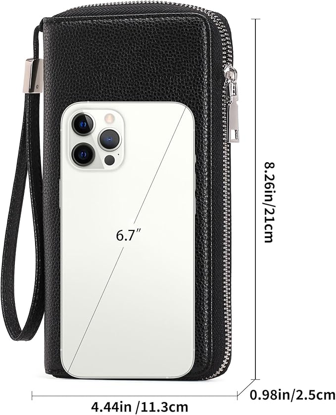 GOIACII Womens Wallet RFID Blocking Leather Zip Around Wallet Large Capacity Long Purse Credit Card Clutch Wristlet | RFID Blocking, Zip Around, Large Capacity, Long, Credit Card, Clutch