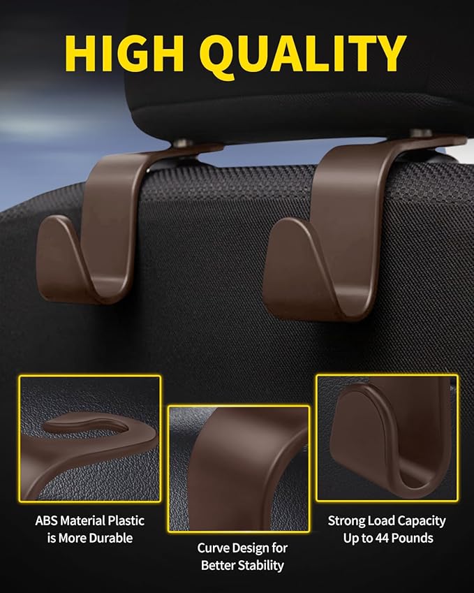 8 Pack Car Seat Headrest Hooks with 44 Pounds Load Capacity, Hangers Storage Organizer Universal Car Interior Accessories for Handbags Water Bottles Purse Coats Umbrellas, Wine Red