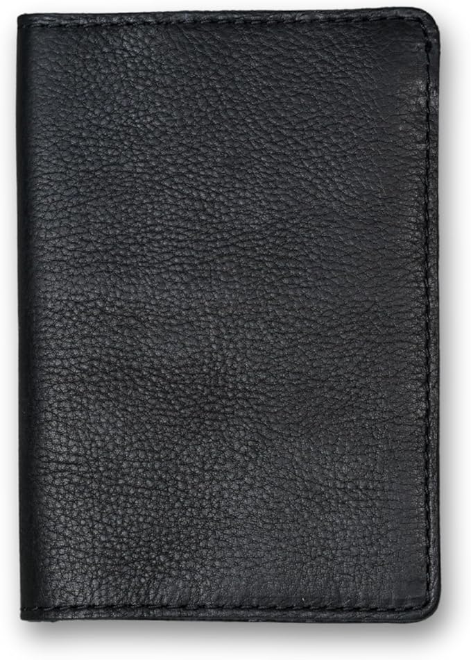 PEGAI Personalized Leather Passport Holder Cover Wallet Travel Essentials | 100% Soft Touch Rustic Travel Wallet Case, International Travel Must Haves | DeKalb (Charcoal Black)