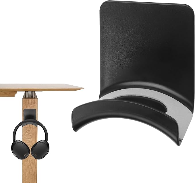 YAODHAOD Headset Hanger Holder Wall Mount, Sticky Headset Stand Holder Clip Under Desk for All Headphone/Controller (Black,Wall-Mounted)