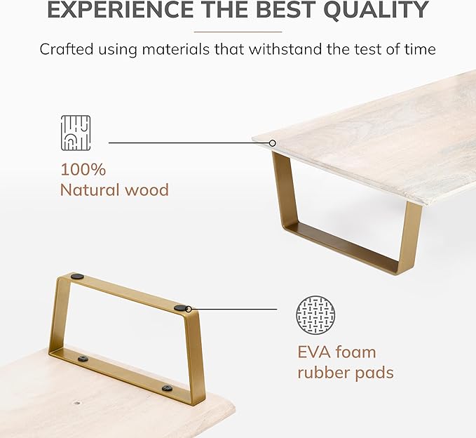 Anji Mountain Monitor Stand - Desktop Organizer & Laptop Riser, Ergonomic Monitor Riser, Space-Saving Monitor Stand for Desk, Durable Construction, Easy Assembly, Ideal for Home & Office,White Wash