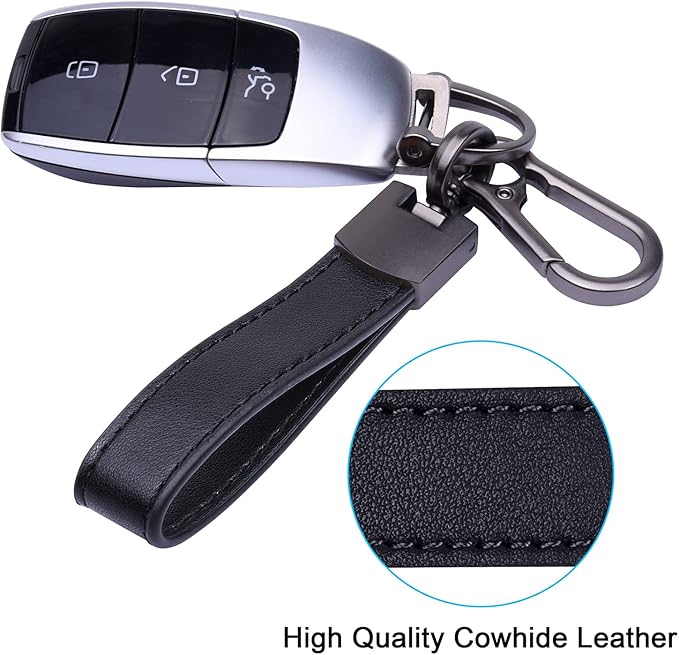 Wisdompro Genuine Leather Car Keychain, Universal Heavy Duty Key Fob Keychain Leather Key Chain Holder for Men and Women