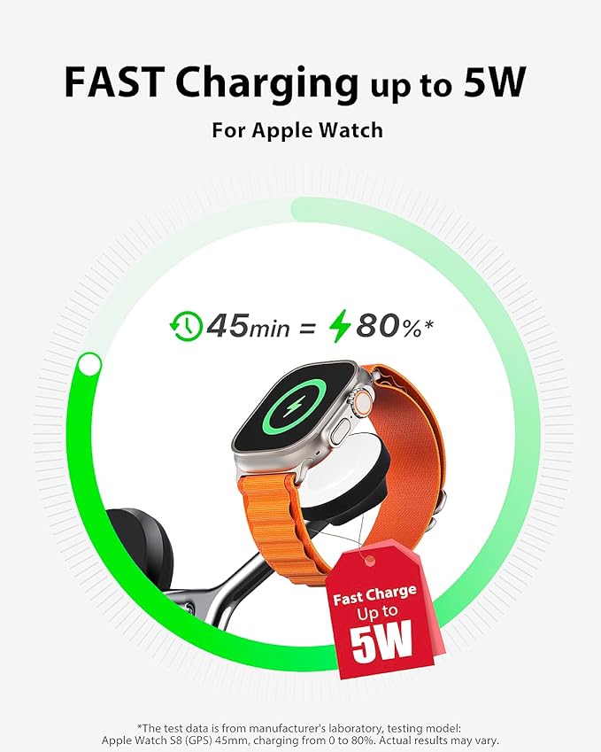 3-in-1 Wireless Charging Station for Apple Devices - Fast Charging Station for iPhone and Watch with MagSafe, Stable Charger Stand for iPhone 12-15 & iPhone 16 & iWatch & AirPods